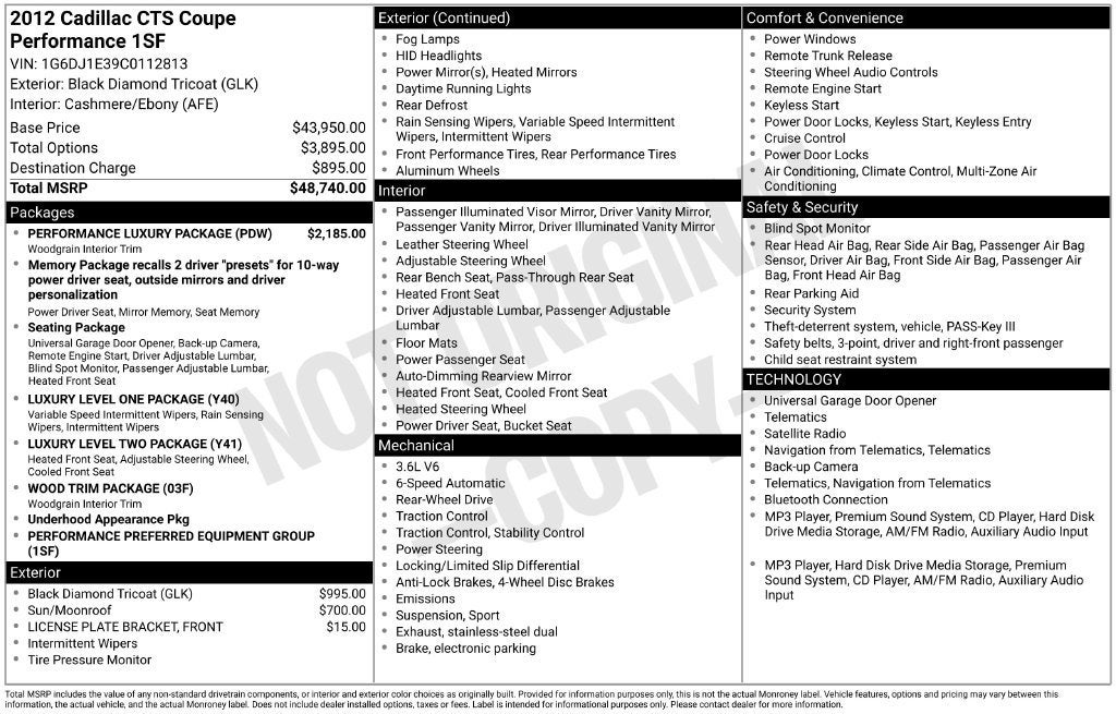 2012 Cadillac CTS Performance