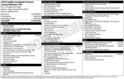 2023 Cadillac Escalade 4WD Premium Luxury Platinum